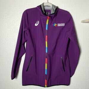 ASICS Rain Jacket from World Athletic Champions running athletic purple size XS